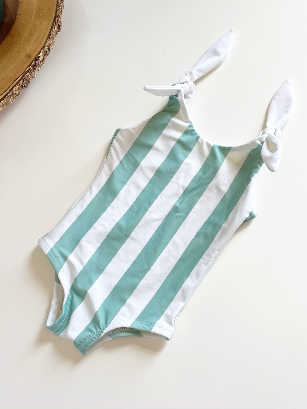 Bon Bon Swim Teal / White Cabana Striped One Piece Swimsuit | Size 2T